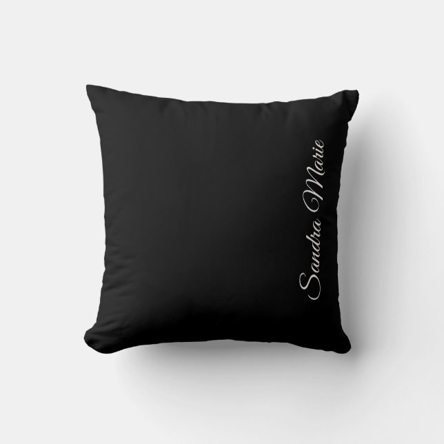 Monogram Name Basic Black Solid Colour  Cushion (Front)