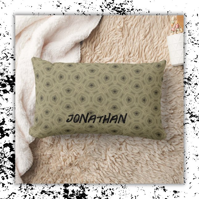 Monogram Name Black and Beige pattern | Lumbar Cushion (Creator Uploaded)