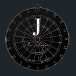 Monogram Name Black and White Family Game Night Dartboard<br><div class="desc">This is a monogram and family name design. It is in cool and contemporary black and white, with modern, simple typography and script. Perfect for fun family game nights. To personalise, simply change the letter “J” and the name “Johnson” to your family name and initial. To customise further, if you...</div>