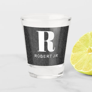 Monogram Name Black Denim Print 12oz Shot Glass