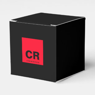 Monogram Name Black Red Create Custom Gift Favour Box