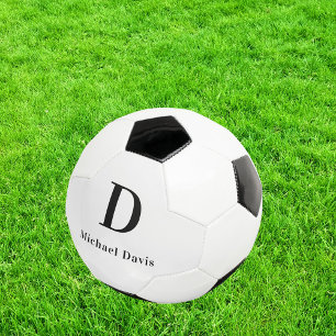 Monogram name black soccer ball