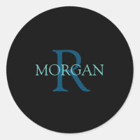 Monogram & Name, Blue & Teal
