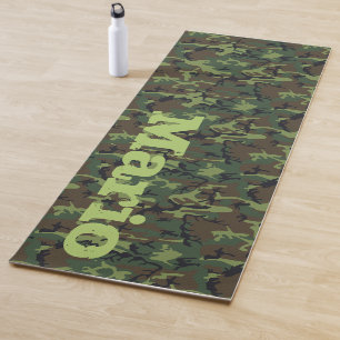 Monogram Name Camouflage Army Veteran Yoga Mat