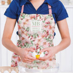 Monogram Name Cherry Blossom Watercolor Floral Apron<br><div class="desc">This modern design features a watercolor pretty pink Cherry Blossom floral pattern. Personalise with your monogram and name by editing the text in the text box provided #personalised #personalizedgifts #monogram #monogrammed #initial #name #gifts #customgifts #aprons #kitchen #home #office #school #work #tropical #floral #giftsforgirls #giftsforher</div>