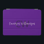 Monogram Name Chic Solid Indigo Purple iPad Mini Cover<br><div class="desc">The Monogram Name Chic Solid Indigo Purple iPad mini Cover is part of the “Stripes and Flowers: Bath, Beach, Yoga, Travel" collection. Your initials and name in an elegant script type decorate the cover. Customise your name and initials to make it yours. Each item in the collection also makes a...</div>