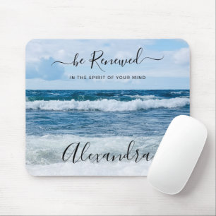 Monogram Name Christian Quote Beach Photo  Mouse Pad