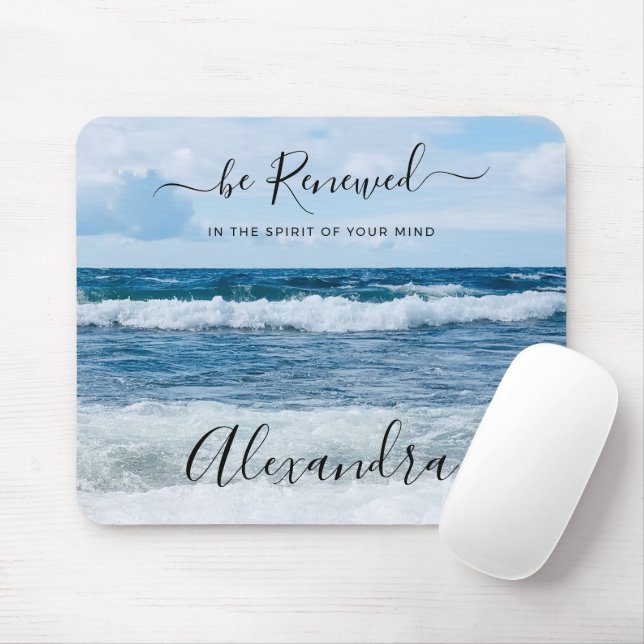 Monogram Name Christian Quote Beach Photo  Mouse Pad (With Mouse)