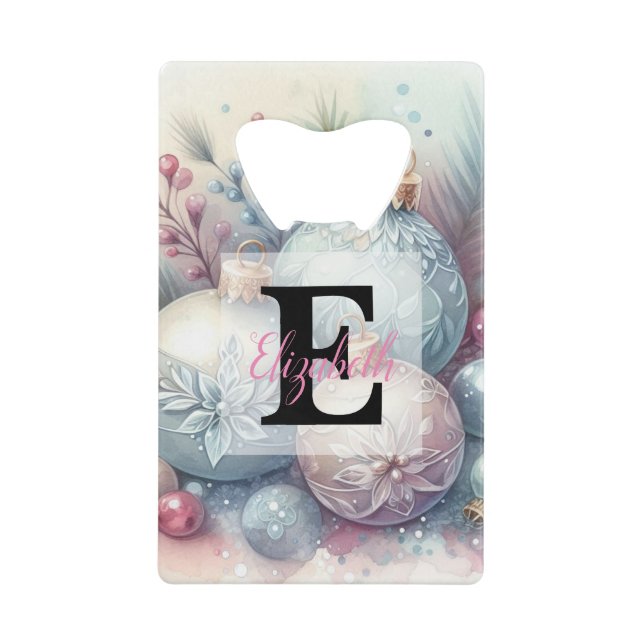 Monogram name Christmas tree ornaments watercolor  (Front)