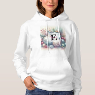 Monogram name Christmas tree ornaments watercolor  Hoodie