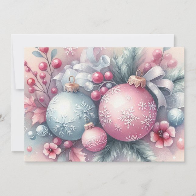 Monogram name Christmas tree ornaments watercolor  Invitation (Front)
