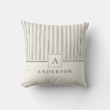 Monogram & Name Classic Neutral Ticking Stripe