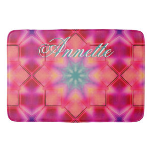 Monogram Name Colourful Blue Star Pattern   Bath Mat