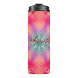 Monogram Name Colourful Blue Star Pattern   Thermal Tumbler