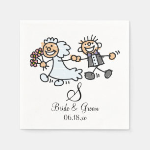 Monogram Name Date Wedding Couple Bride Groom Napk Napkin