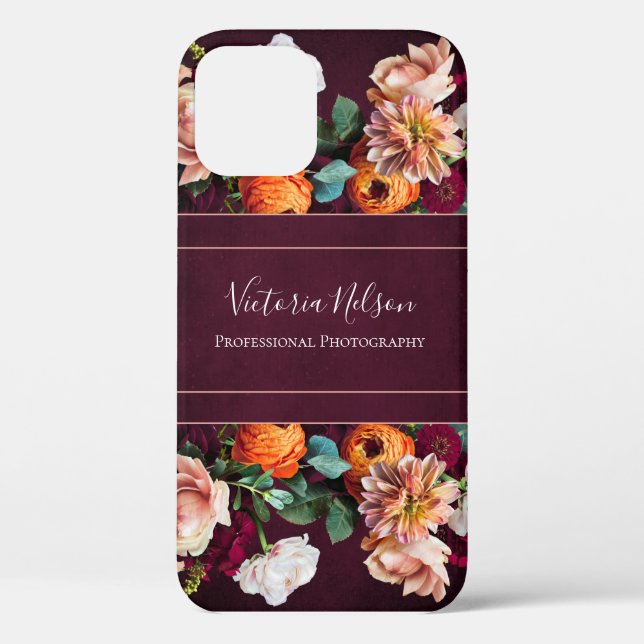 Monogram Name Elegant Floral Botanical Rustic Case-Mate iPhone Case (Back)