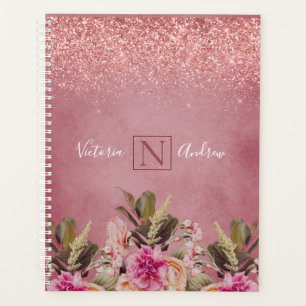Monogram Name Elegant Floral Rustic Wedding Planner