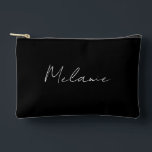 Monogram Name Elegant Modern Black Accessory Pouch<br><div class="desc">Monogram Name Elegant Modern Black Accessory Pouch. Stylishly personalise with your custom name.</div>