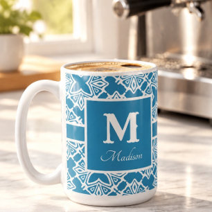 Monogram Name Elegant Pattern Coffee Mug