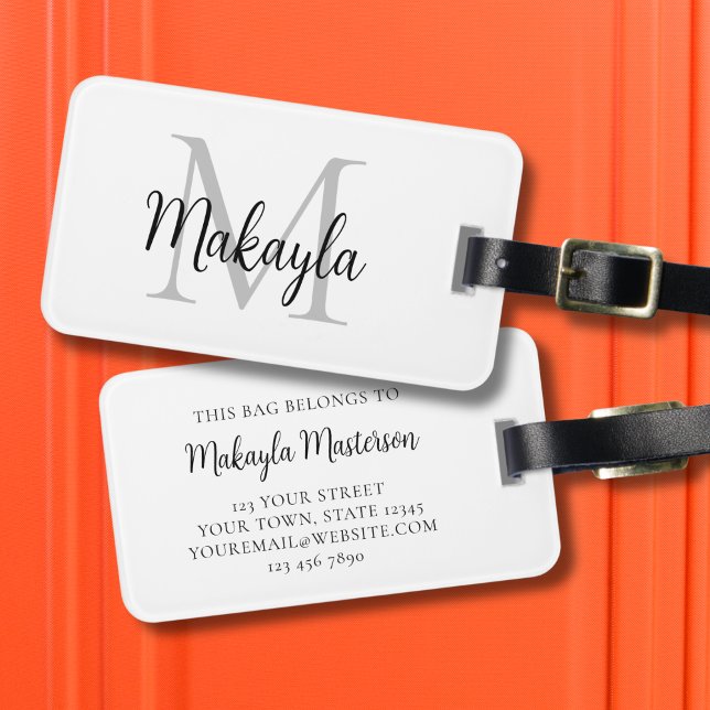 Monogram Name Elegant Script Luggage Tag (Creator Uploaded)