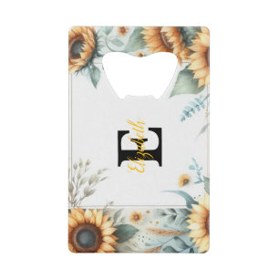 Monogram name floral sunflower pastel watercolor