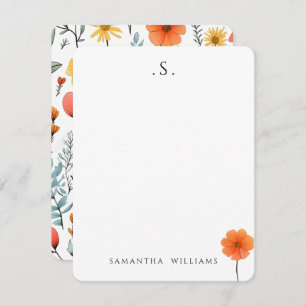 Monogram & Name Floral Watercolor Botanical Card
