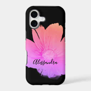 Monogram Name Floral Watercolor Wildflower Black