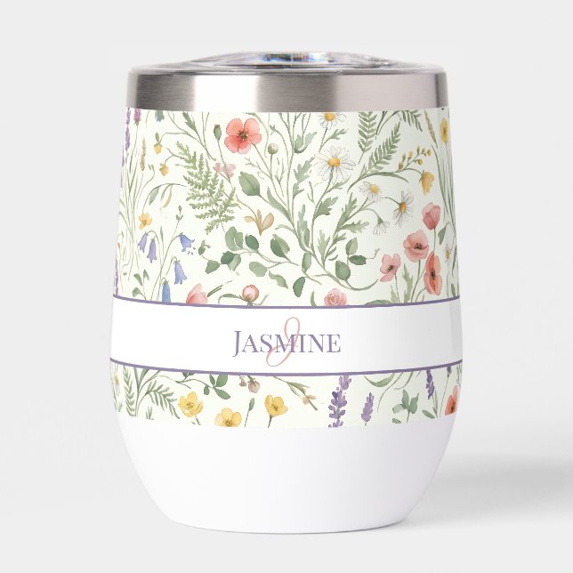 Monogram Name Floral Wildflower Boho Lavender Chic (Front)