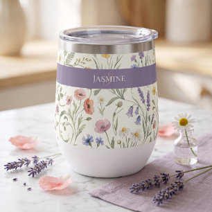 Monogram Name Floral Wildflower Boho Lavender Chic