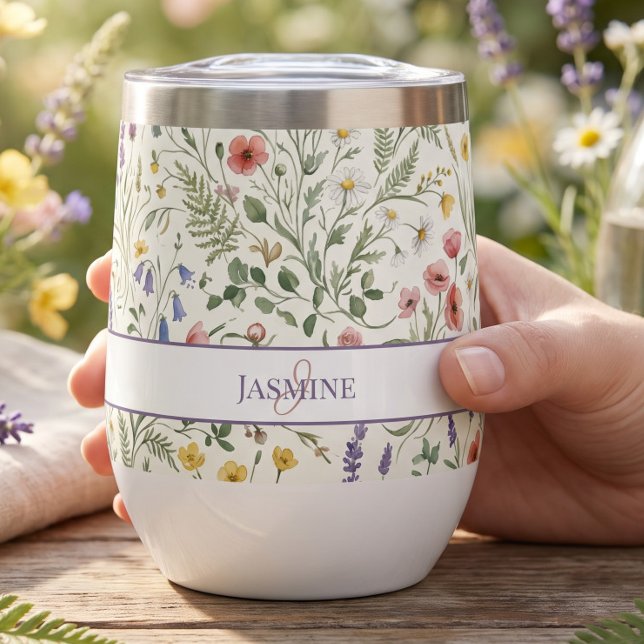 Monogram Name Floral Wildflower Boho Lavender Chic (Creator Uploaded)