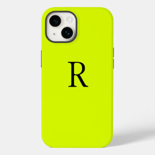 Monogram Name Fluorescent Chartreuse Yellow Neon iPhone 14 Case
