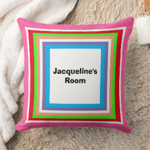 Monogram Name Geometric Pink Green Red Cushion