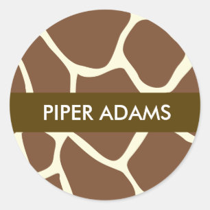 Monogram Name Giraffe Print Stickers