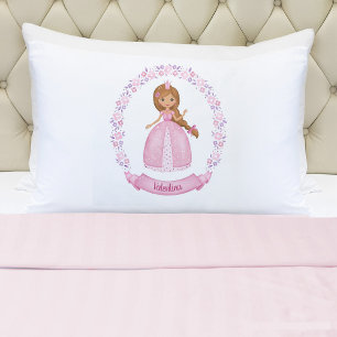 Monogram Name Girl Pink Princess Pillowcase