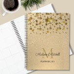 Monogram Name Gold Glitter Stars 2023 Planner<br><div class="desc">This stylish planner is decorated with dripping faux gold stars on a gold glitter background.
Easily customisable with your name,  monogram,  and year.</div>