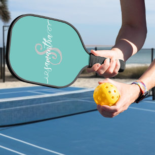 Monogram Name Handwritten Script  Pickleball Paddle