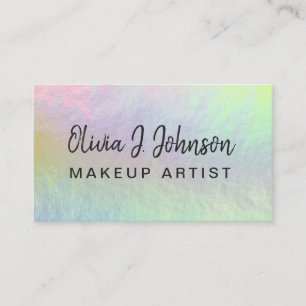 Monogram Name Holographic Opal Stone Business Card