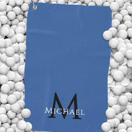 Monogram Name Initial Elegant Royal Blue Golf Towel