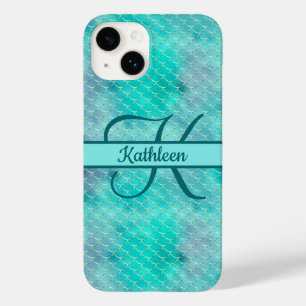 Monogram Name Initial Mermaid Blue Purple Green  Case-Mate iPhone 14 Case