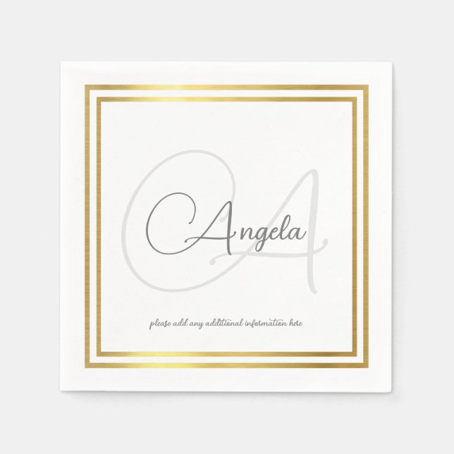 Monogram (name & initial) Standard Napkins (Front)