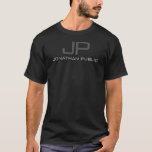 Monogram Name Initial Template Men's Modern T-Shirt<br><div class="desc">Custom Monogram Initial Letter Name Template Elegant Trendy Men's Black Basic Dark T-Shirt.</div>