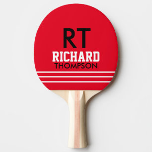 Monogram (name + initials) Red Ping Pong Paddle