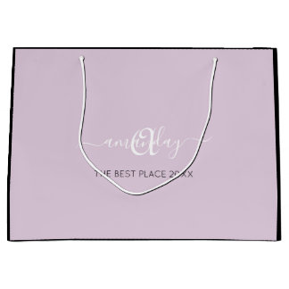 Monogram Name Lavender Purple Shop Wedding Large Gift Bag