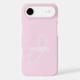 Monogram Name Light Pink White Elegant Girly