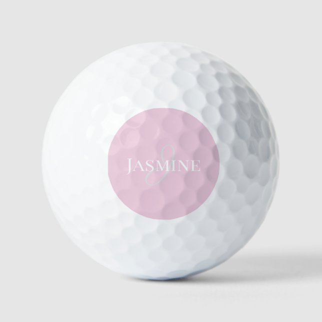 Monogram Name Light Pink White Elegant Girly  Golf Balls (Front)