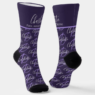 Monogram name meaning Charlotte purple custom Socks