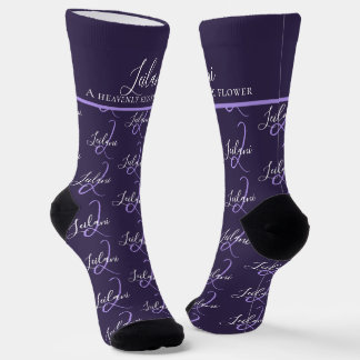 Monogram name meaning Leilani purple custom Socks