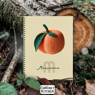 Monogram Name Minimal Modern Crochet Peach Notebook