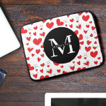 Monogram Name Modern Cute Red Heart Pattern Laptop Laptop Sleeve<br><div class="desc">Monogram</div>