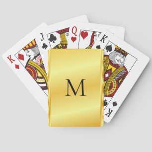 Monogram Name Modern Elegant Gold Metallic Look Playing Cards
